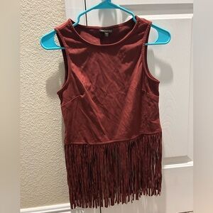 Shyanne Rust Red Fringe Tank Top